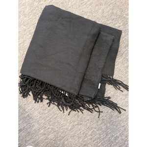 Mylab Black Alpaca Blend Fringe Scarf Shawl Blanket Italian NWT